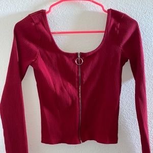 Long sleeve Zip Up Crop Top